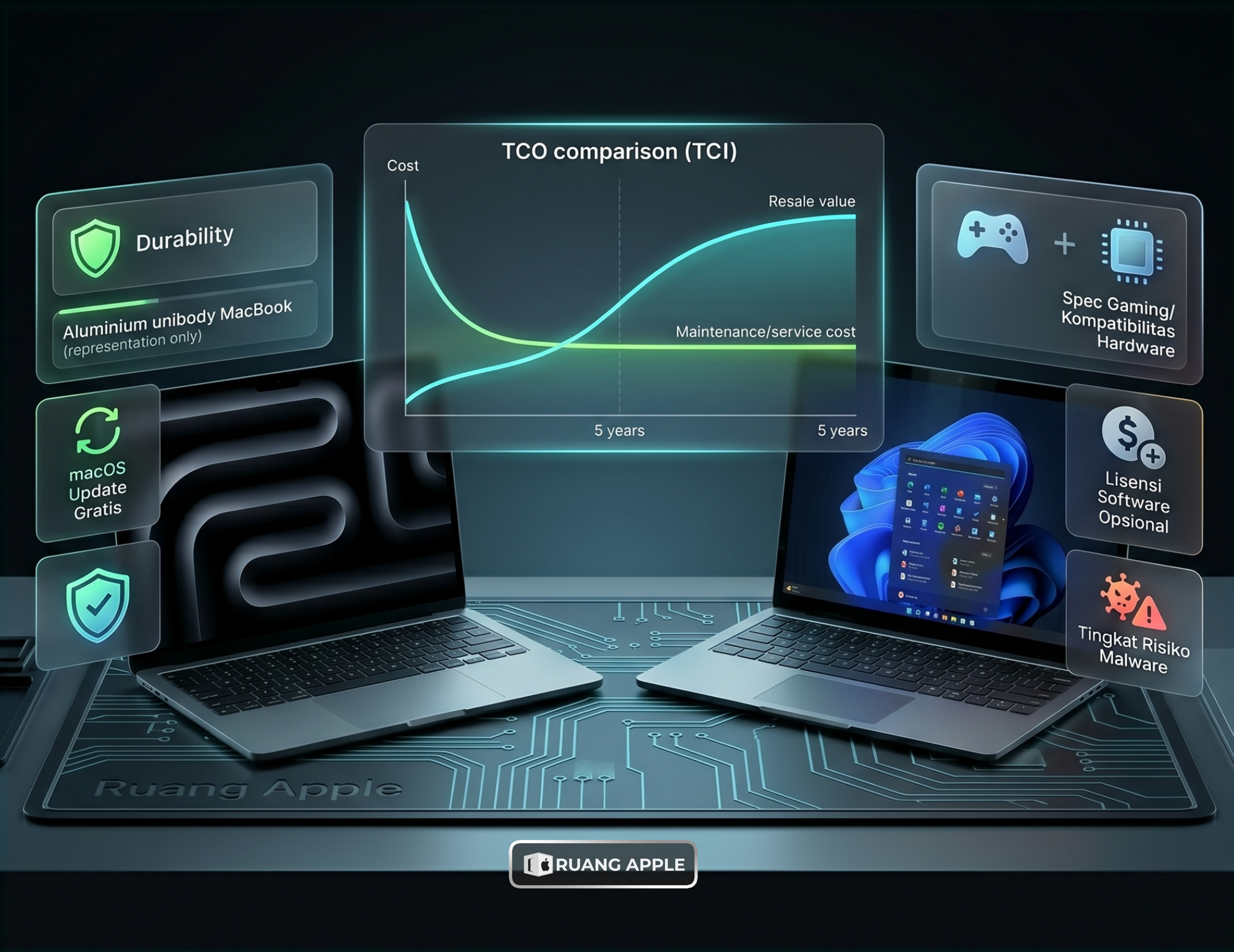 Kalkulasi Biaya Pemakaian MacBook vs Laptop Windows